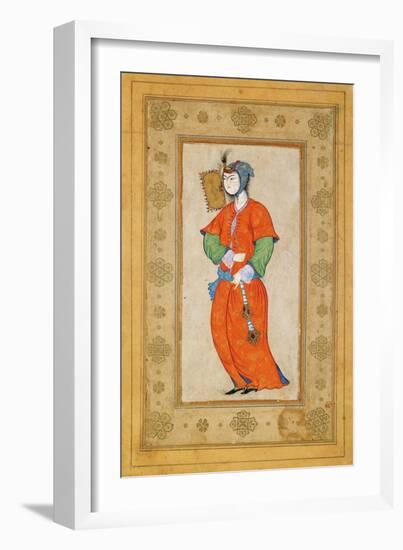 Young Woman with a Fan-Riza-i Abbasi-Framed Giclee Print