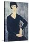 Young Woman with a Fringe or Young Seated Woman in Blue Dress, 1918-Amedeo Modigliani-Stretched Canvas