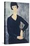 Young Woman with a Fringe or Young Seated Woman in Blue Dress, 1918-Amedeo Modigliani-Stretched Canvas
