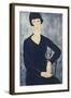 Young Woman with a Fringe or Young Seated Woman in Blue Dress, 1918-Amedeo Modigliani-Framed Giclee Print