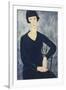 Young Woman with a Fringe or Young Seated Woman in Blue Dress, 1918-Amedeo Modigliani-Framed Giclee Print