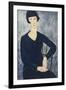 Young Woman with a Fringe or Young Seated Woman in Blue Dress, 1918-Amedeo Modigliani-Framed Giclee Print