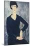 Young Woman with a Fringe or Young Seated Woman in Blue Dress, 1918-Amedeo Modigliani-Mounted Premium Giclee Print