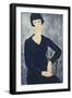 Young Woman with a Fringe or Young Seated Woman in Blue Dress, 1918-Amedeo Modigliani-Framed Giclee Print