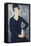 Young Woman with a Fringe or Young Seated Woman in Blue Dress, 1918-Amedeo Modigliani-Framed Stretched Canvas
