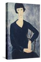 Young Woman with a Fringe or Young Seated Woman in Blue Dress, 1918-Amedeo Modigliani-Stretched Canvas