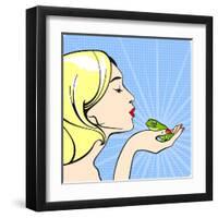 Young Woman with a Frog-Alena Kozlova-Framed Art Print