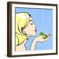 Young Woman with a Frog-Alena Kozlova-Framed Art Print