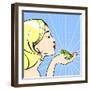 Young Woman with a Frog-Alena Kozlova-Framed Art Print