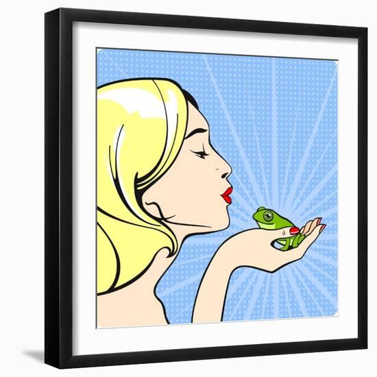 Young Woman with a Frog-Alena Kozlova-Framed Art Print