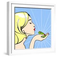 Young Woman with a Frog-Alena Kozlova-Framed Art Print