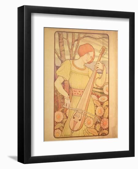 Young Woman with a Lute-Paul Berthon-Framed Giclee Print