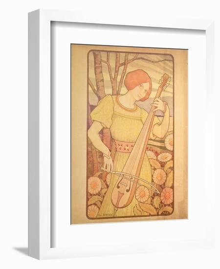 Young Woman with a Lute-Paul Berthon-Framed Giclee Print