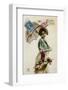 Young Woman with a Parasol and a Basket of Flowers-null-Framed Photographic Print