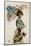 Young Woman with a Parasol and a Basket of Flowers-null-Mounted Photographic Print