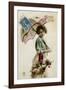 Young Woman with a Parasol and a Basket of Flowers-null-Framed Photographic Print