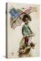 Young Woman with a Parasol and a Basket of Flowers-null-Stretched Canvas