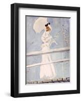 Young Woman with a Parasol on a Jetty-Paul Cesar Helleu-Framed Giclee Print