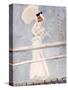 Young Woman with a Parasol on a Jetty-Paul Cesar Helleu-Stretched Canvas