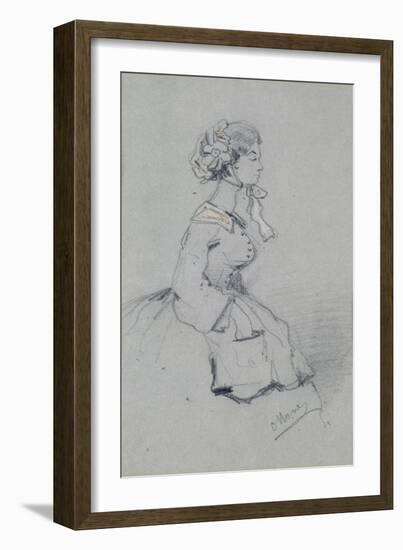 Young Woman with a Ribbon, 1857 (Charcoal and Pastel on Paper)-Claude Monet-Framed Giclee Print