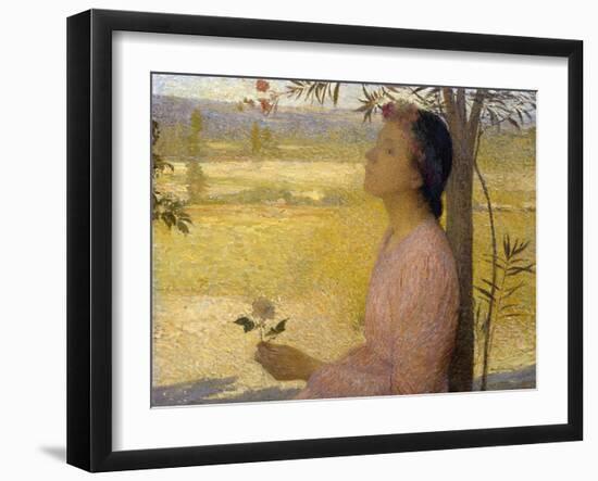 Young Woman with a Rose-Henri Martin-Framed Giclee Print