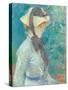 Young Woman with a Straw Hat, 1884 (Oil on Canvas)-Berthe Morisot-Stretched Canvas