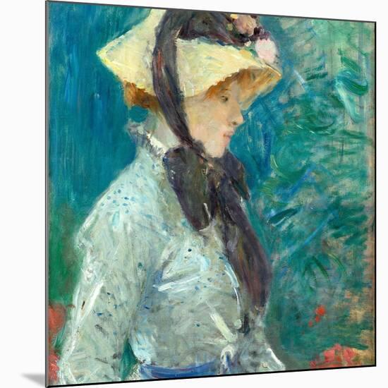 Young Woman with a Straw Hat. Dated: 1884. Dimensions: overall: 55.5 x 46.7 cm (21 7/8 x 18 3/8 ...-Berthe Morisot-Mounted Poster