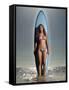 Young Woman with a Surfboard-Ben Welsh-Framed Stretched Canvas