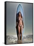 Young Woman with a Surfboard-Ben Welsh-Framed Stretched Canvas