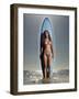 Young Woman with a Surfboard-Ben Welsh-Framed Photographic Print