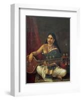 Young Woman with a Veena-Raja Ravi Varma-Framed Giclee Print