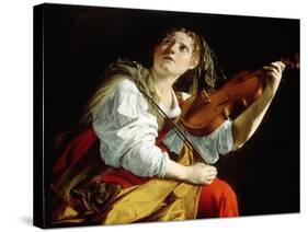 Young Woman with a Violin, c.1612-Orazio Gentileschi-Stretched Canvas