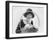 Young Woman with an Easter Basket and a Bunny-null-Framed Photo