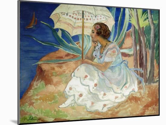 Young Woman with an Umbrella, Saint Maxime; Jeune Fille a L'Ombrelle Saint-Maxime, C.1918-Henri Lebasque-Mounted Giclee Print