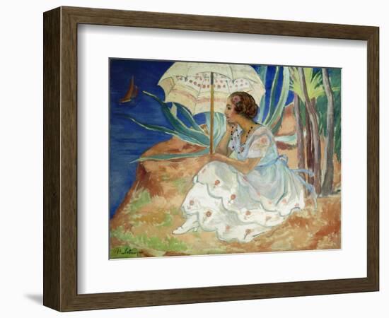 Young woman with an Umbrella, Saint Maxime-Henri Lebasque-Framed Giclee Print