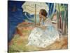 Young woman with an Umbrella, Saint Maxime-Henri Lebasque-Stretched Canvas