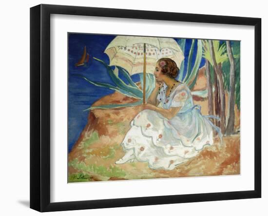 Young woman with an Umbrella, Saint Maxime-Henri Lebasque-Framed Giclee Print