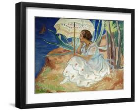 Young woman with an Umbrella, Saint Maxime-Henri Lebasque-Framed Giclee Print