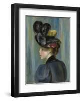 Young Woman with Black Hat, Jeune Femme Au Chapeau Noir, 1895-Pierre-Auguste Renoir-Framed Giclee Print