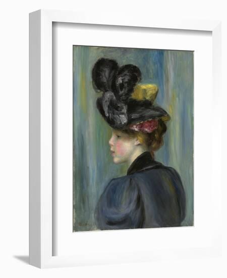 Young Woman with Black Hat, Jeune Femme Au Chapeau Noir, 1895-Pierre-Auguste Renoir-Framed Giclee Print