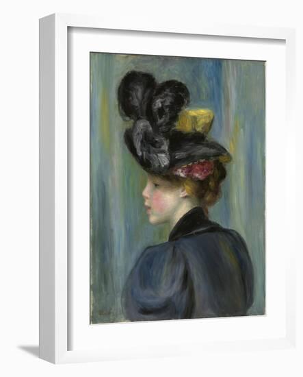 Young Woman with Black Hat, Jeune Femme Au Chapeau Noir, 1895-Pierre-Auguste Renoir-Framed Giclee Print