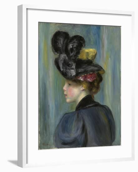 Young Woman with Black Hat, Jeune Femme Au Chapeau Noir, 1895-Pierre-Auguste Renoir-Framed Giclee Print