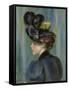 Young Woman with Black Hat, Jeune Femme Au Chapeau Noir, 1895-Pierre-Auguste Renoir-Framed Stretched Canvas