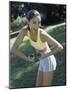 Young Woman with Dumbbells Posing-null-Mounted Photographic Print