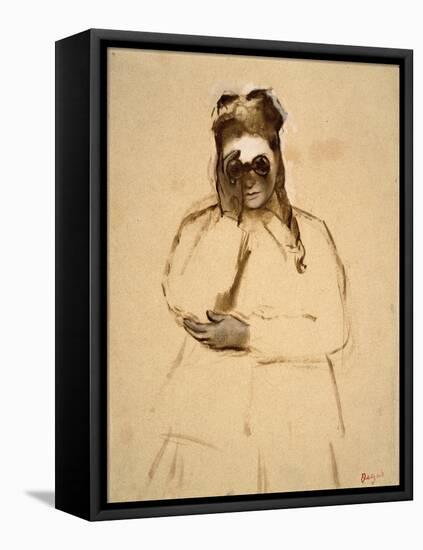 Young Woman with Field Glasses-Edgar Degas-Framed Stretched Canvas