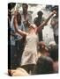 Young Woman with Flute Ecstatically Raising Her Arms, Amid Crowd at Woodstock Music Festival-Bill Eppridge-Stretched Canvas