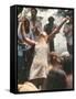 Young Woman with Flute Ecstatically Raising Her Arms, Amid Crowd at Woodstock Music Festival-Bill Eppridge-Framed Stretched Canvas