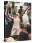 Young Woman with Flute Ecstatically Raising Her Arms, Amid Crowd at Woodstock Music Festival-Bill Eppridge-Stretched Canvas