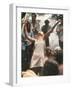 Young Woman with Flute Ecstatically Raising Her Arms, Amid Crowd at Woodstock Music Festival-Bill Eppridge-Framed Photographic Print