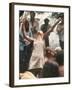 Young Woman with Flute Ecstatically Raising Her Arms, Amid Crowd at Woodstock Music Festival-Bill Eppridge-Framed Photographic Print